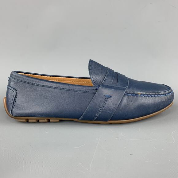 RALPH LAUREN Size 7.5 Navy Solid Leather Drivers Loafers - Picture 1 of 7